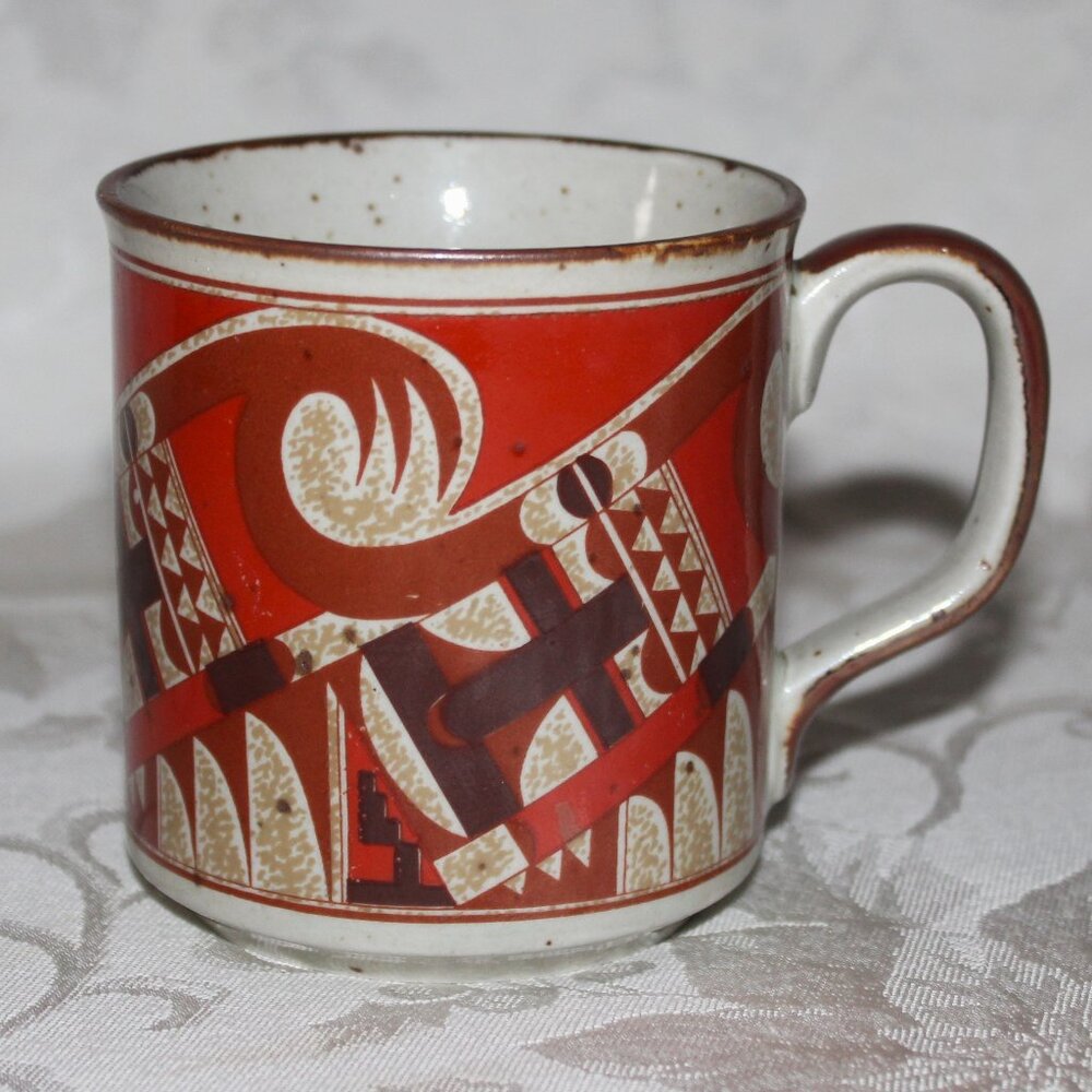 Otagiri Style Speckled Stoneware Mug | MCM Geometric Abstract Design